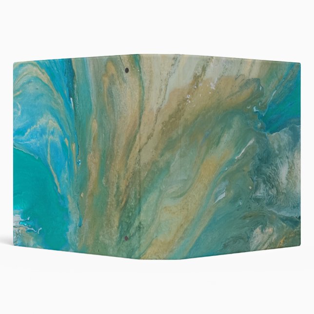 Acrylic pour abstract turquoise coastal 3 ring binder (Background)