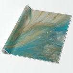 Acrylic pour abstract turquoise coastal wrapping paper