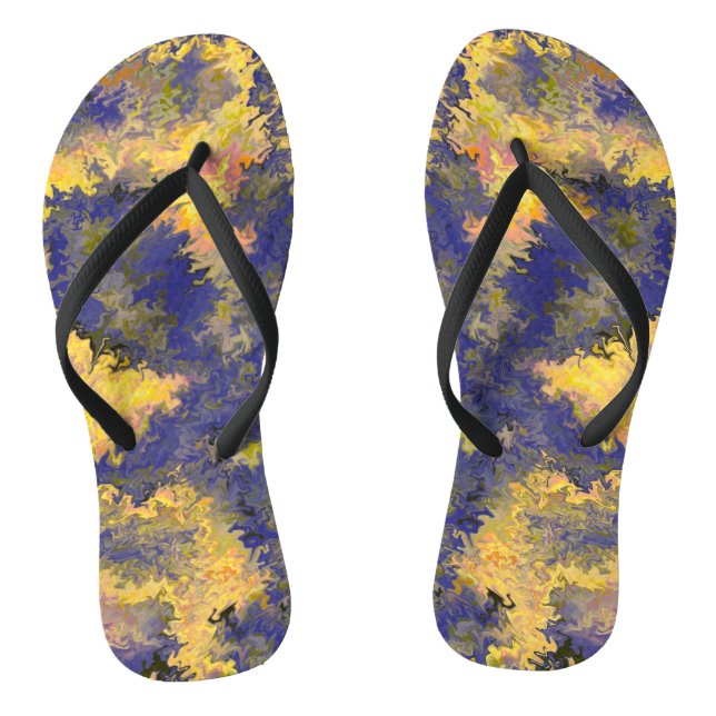 Acrylic Pour, Bronze, Gold, Black, Crystals / Flip Flops (Footbed)