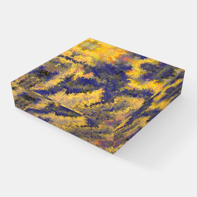 Acrylic Pour, Bronze, Gold, Black, Crystals /  Paperweight (Angled)