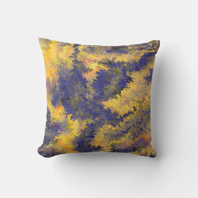 Acrylic Pour, Bronze, Gold, Black, Crystals / Throw Pillow (Front)