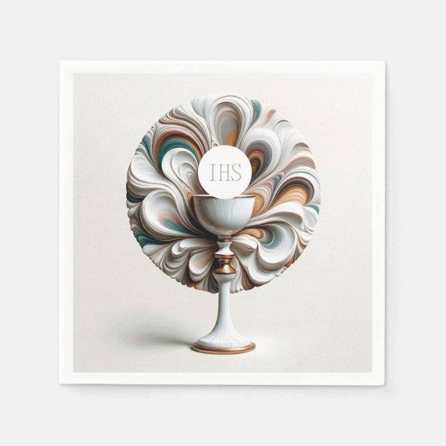 Acrylic Pour Communion Host and Chalice Napkins (Front)