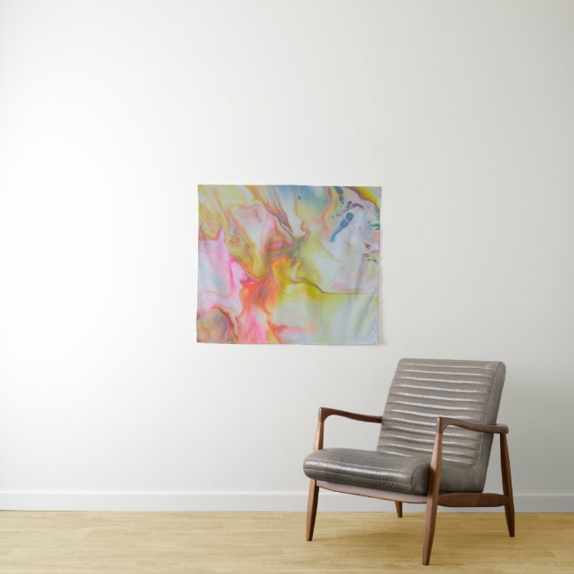 Acrylic pour perfectly blended pastel  tapestry (In Situ (Horizontal))
