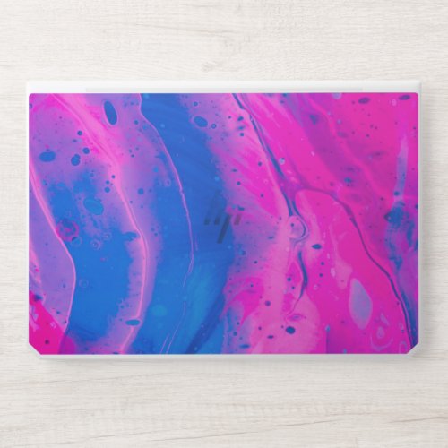 acrylic pouring blue and pink HP laptop skin