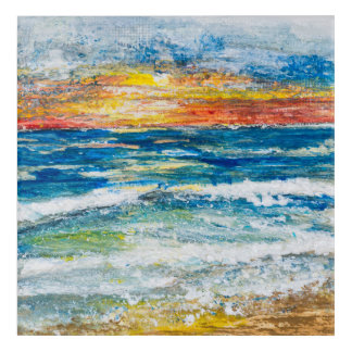 Acrylic Print - Sea Waves Sunset
