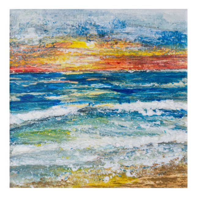 Acrylic Print - Sea Waves Sunset (Front)
