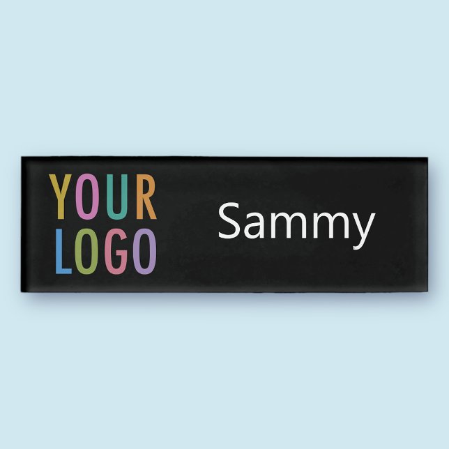 Acrylic Professional Name Tag Company Logo Black (MISOOK Magnetic Black Name Tag)