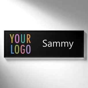 Acrylic Professional Name Tag Company Logo Black