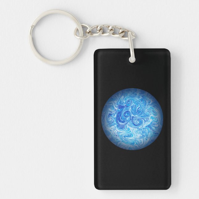 Acrylic Rectangle Calm Tide Fluid Art Keychain (Front)