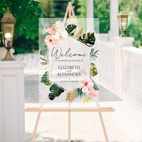 Acrylic Rehearsal Dinner Welcome Sign  Tropical