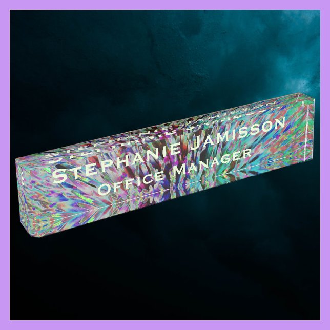 Acrylic Retro Floral Macro Abstract Name and Title Desk Name Plate (Creator Uploaded)
