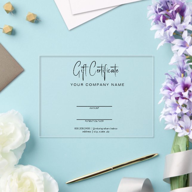 Acrylic Salon Gift Certificate Invitations (Insitu (Wedding))