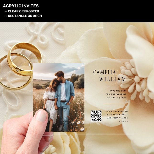 ACRYLIC Save The Date PHOTO Qr Code RSVP (Creator Uploaded)