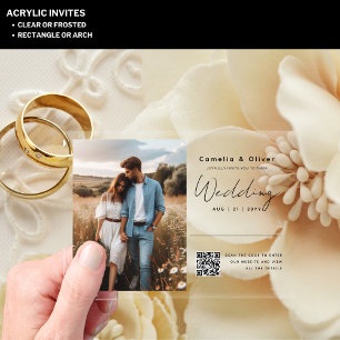 ACRYLIC Save The Date PHOTO Qr Code RSVP