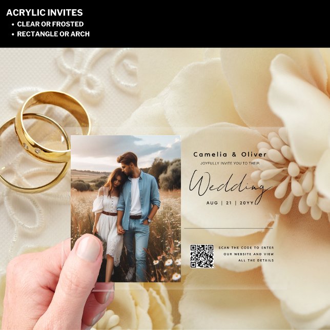 ACRYLIC Save The Date PHOTO Qr Code RSVP (Creator Uploaded)