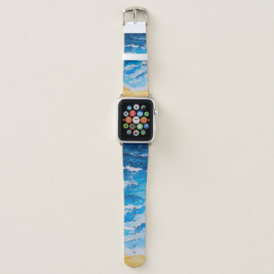 Acrylic sea and beach painting on drawing stand wi apple watch band