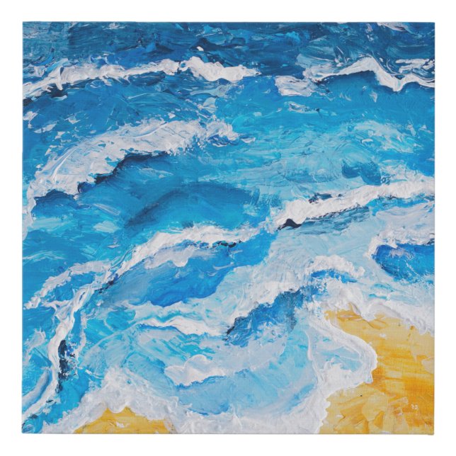 Acrylic sea and beach painting on drawing stand wi faux canvas print (Front)
