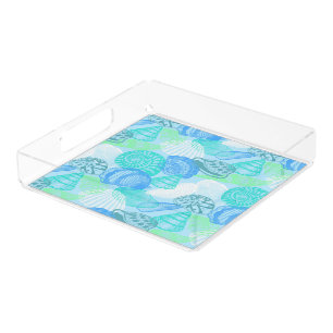 Acrylic serving Tray-Seashells Tray