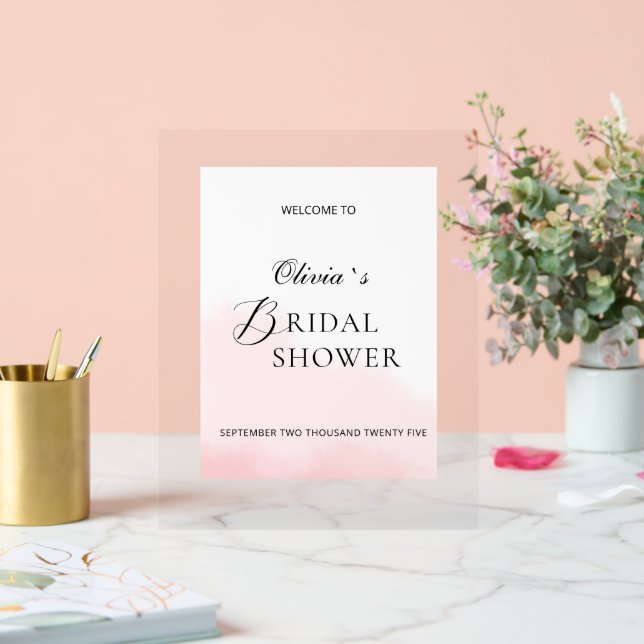 Acrylic Sign Bridal Shower in an elegant style. (Wedding)