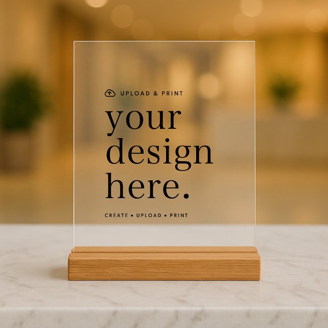 Acrylic Sign | Design Upload 8x10 Tabletop Signage (Versatile acrylic tabletop wood block sign for business, weddings, special occasion events & more!)