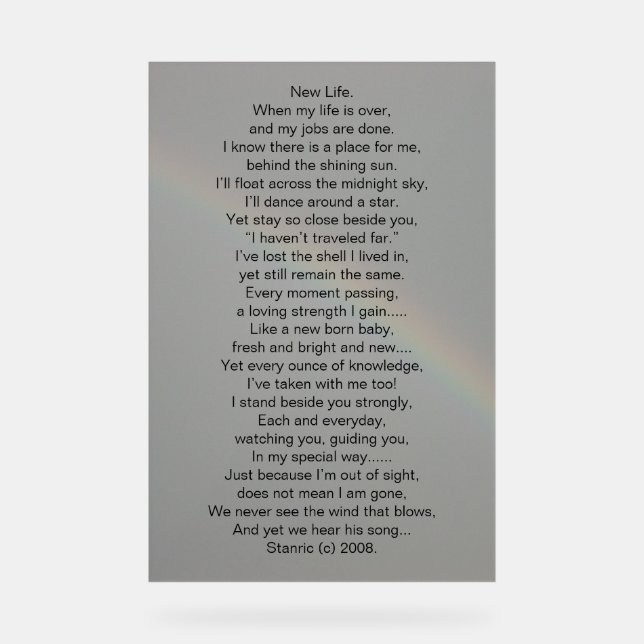 Acrylic Sign POEM ON PHOTOGRAPH DESIGN (Front)