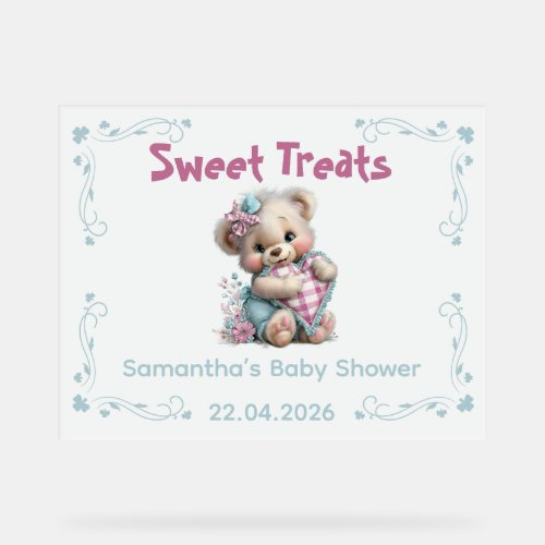Acrylic Sign Sweet Treats Teddy Bear Baby Shower