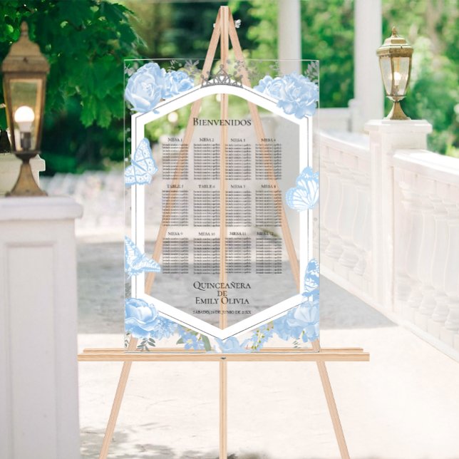 Acrylic Spanish Quinceanera Seating Chart Sig Blue (Creator Uploaded)
