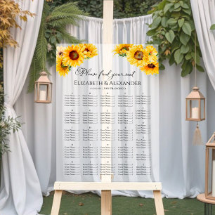 Acrylic Sunflower Fall Wedding Seating Chart