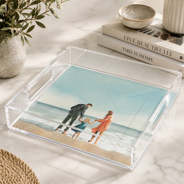 Acrylic Tray | Custom Upload Your Own Artwork Gift (Custom acrylic tray with upload your own artwork for coffee tables, desks, and gifts.)
