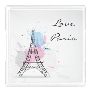 Acrylic Tray-Love Paris Tray