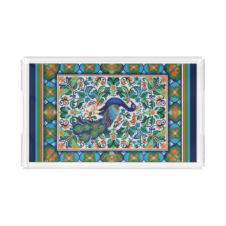 Acrylic Tray - Needlepoint Peacock