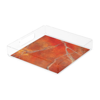 Acrylic Tray with red hot marble art design