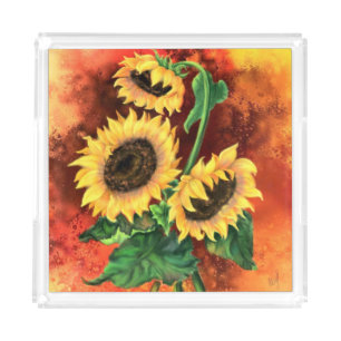 Acrylic Tray with Sunflowers