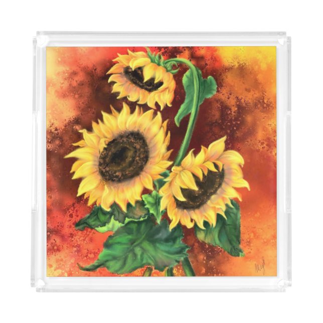 Acrylic Tray with Sunflowers (Front)