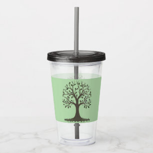 🌳 Acrylic Tree of Life Tumbler with Straw