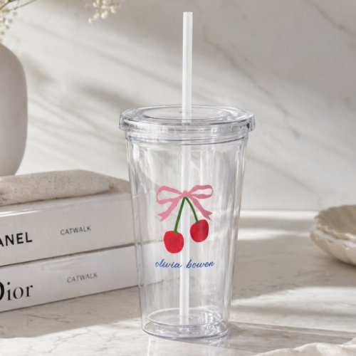 Acrylic Tumbler | Cherry Coquette Bow Cute