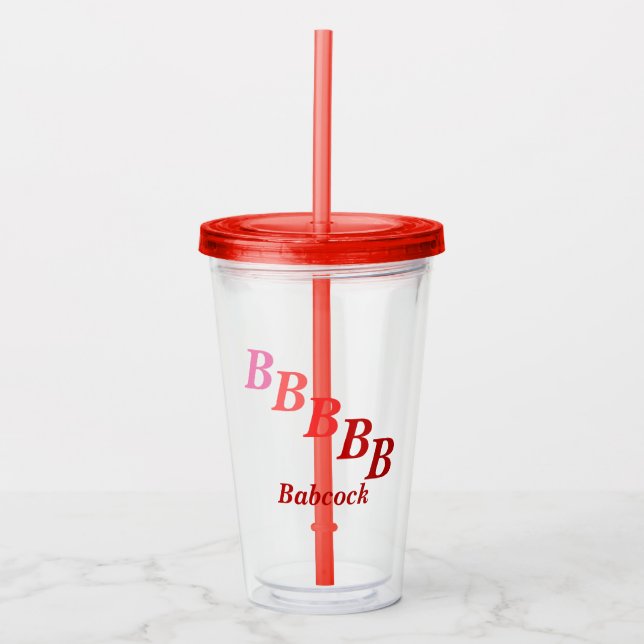 Acrylic Tumbler - Shaded Initials, Name in Reds (Front)