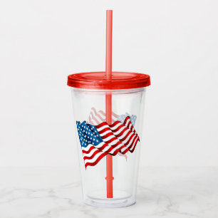 Acrylic Tumbler & Straw-USA Flag