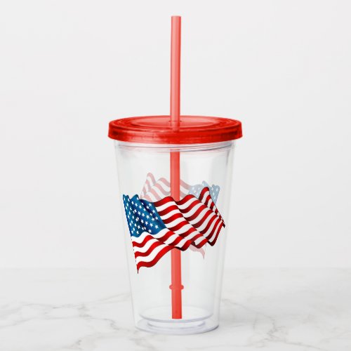 Acrylic Tumbler  Straw_USA Flag