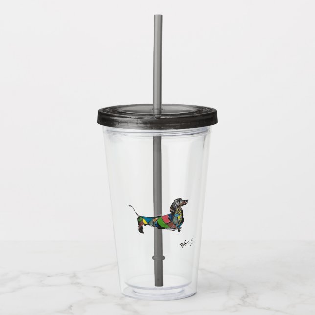 Acrylic Tumbler with Dachshund  (Front)