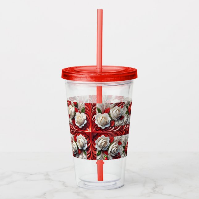 Acrylic Tumbler with English Roses Design (Front)