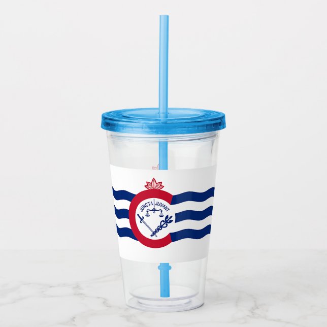 Acrylic Tumbler with flag of Cincinnati (Front)
