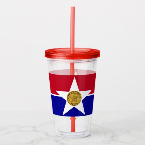 Acrylic Tumbler with flag of Dallas Texas