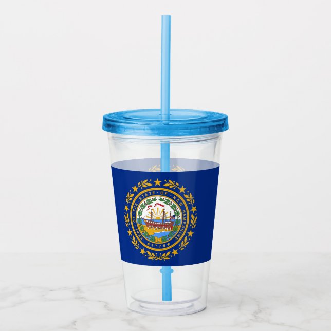 Acrylic Tumbler with flag of New Hampshire (Front)