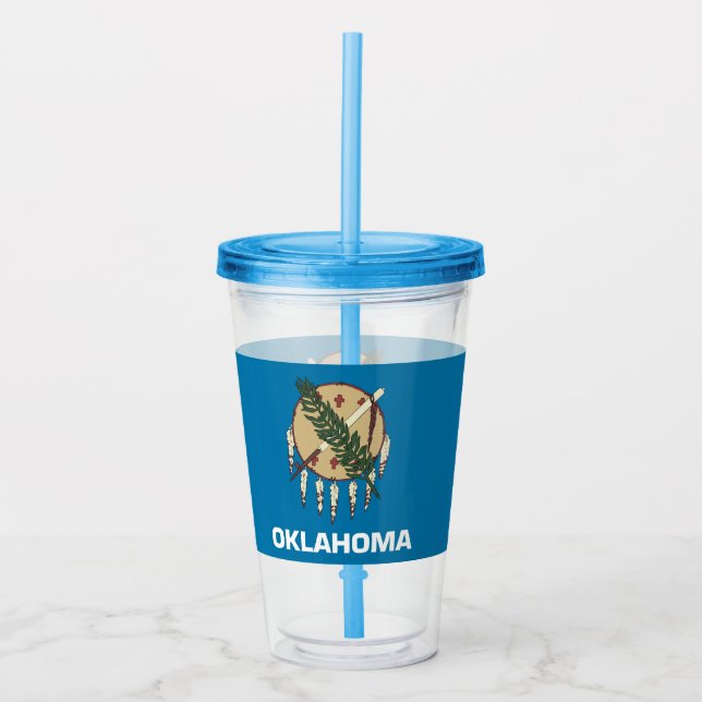 Acrylic Tumbler with flag of Oklahoma (Front)