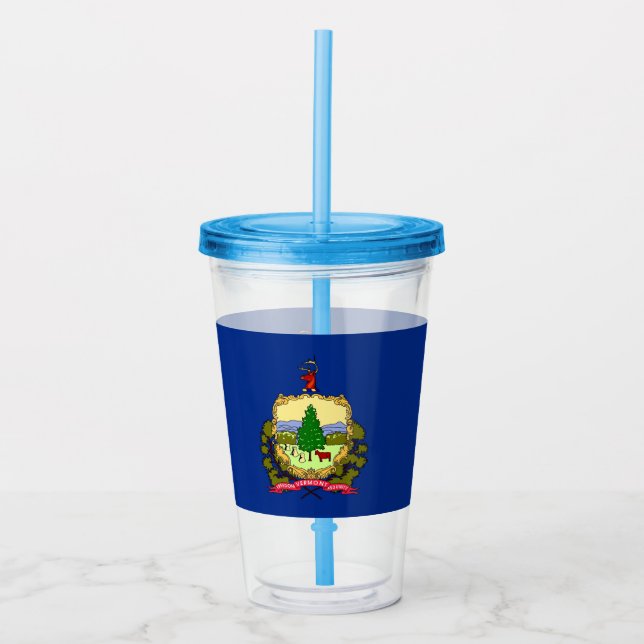 Acrylic Tumbler with flag of Vermont (Front)