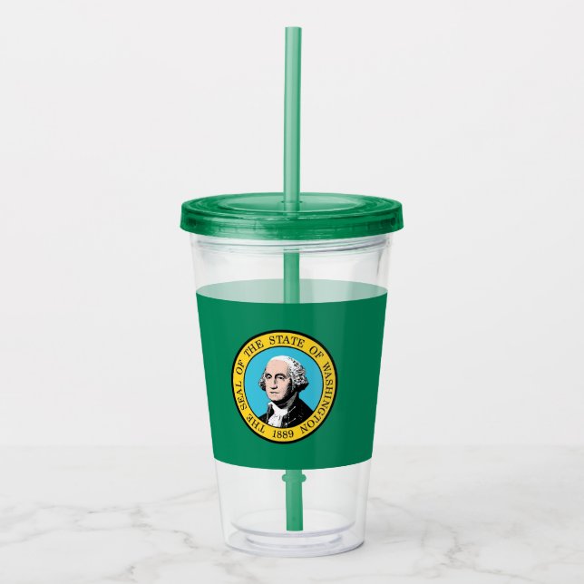 Acrylic Tumbler with flag of Washington State (Front)