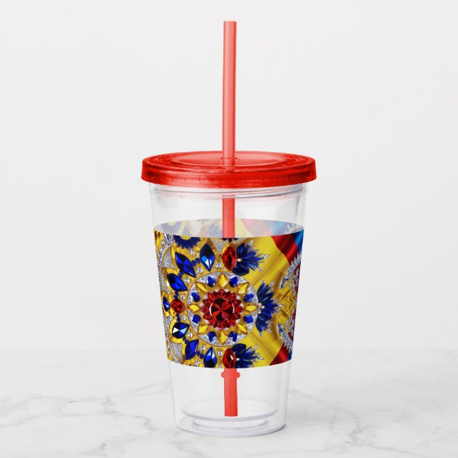 Acrylic Tumbler with Romanian Colors Design (Front)