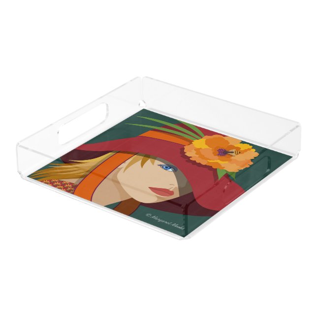 Acrylic Vanity Tray. A Bee in Her Bonnet.  Tray (Angled)