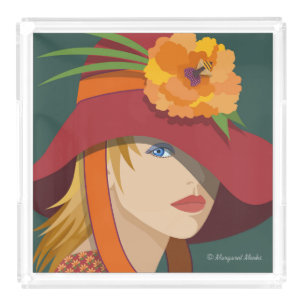 Acrylic Vanity Tray. A Bee in Her Bonnet. Tray